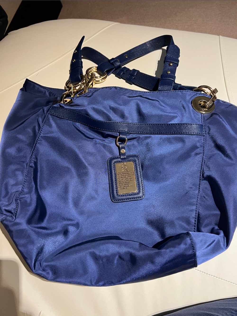 JPK Paris 75 Satin Shoulder Tote with Gold Hardware by